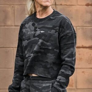 GORUCK BLK Camo Crop WMN Long Sleeve Sweatshirt Cotton Polyester 2400-01H (EUC)